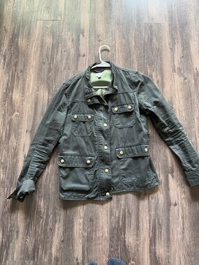 J. Crew Olive Green Utility Jacket with Brass Snaps